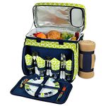 Picnic at Ascot Equipped Insulated Picnic Cooler with Blanket, Trellis Green