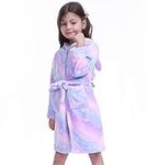 Z-YQL Girls Unicorn Dressing Gown Soft Hooded Robe Sleepwear Gown Novelty Hooded Nightgown Fleece Comfy Flannel Colorful