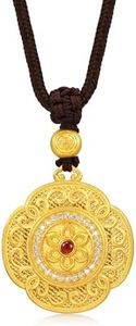 CHOW SANG SANG 999.9 24K Gold Diamond Cultural Blessings Peony Necklace for Women & Men Size 70cm 94550Z