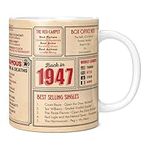 Mug Monster - 77th Birthday Gift - Back in 1947 in This Year Mug, Present for Men and Women, Birthday Gifts for Women, Birthday Gifts for Men, 77th Anniversary, 11oz White Mug