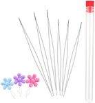 6 Pieces Beading Needles, 2 Sizes Long Straight Beading Embroidery Needles with Needle Bottle and 3 Pcs Bead Needle Threader for Jewelry Making(4.52inch+5.03inch)