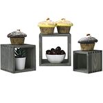 MyGift Vintage Gray Solid Wood Decorative Nesting Retail Display Riser Box Cube Stands for Merchandise, Set of 3