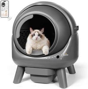 Thihome Self Cleaning Cat Litter Tray with APP Control, Anti-Pinch Automatic Cat Litter Box with Safety Protection, Scoop Free Smart Robot Litter Tray for Multiple Cats Households, Includes Waste Bags