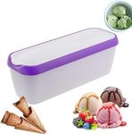 Besillia Ice Cream Containers with lids, Double Insulated Reusable Plastic Container Stackable Storage Containers for Freezer Shelves (Purple 1)