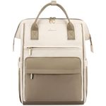 LOVEVOOK Laptop Backpack Purse for Women Waterproof Teacher Nurse Bag, 17.3 inch Work Laptop Bag with USB Port, Business Travel Computer Backpack, Beige Khaki