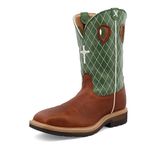 Twisted X Mens Lite Cowboy Workboot, Cognac Glazed Pebble & Lime, 13