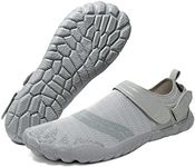 Josaywin Water Shoes for Men Quick Dry Wide Toe Aqua Shoes Adjustable Barefoot Sock for Swim Beach River Pool Surf Size 11 Light Grey