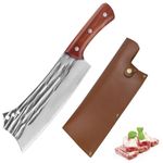 Fubinaty Kitchen Knife 8 Inch Handmade Forged Full Tang Chopping Knife High Carbon Steel Cooking Knife for Chefs Bone Cutting with Leather Sheath for Home and Restaurant