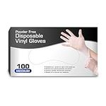 Vinyl Gloves, Disposable Gloves, Comfortable, Powder Free, Latex Free | 100 Pcs Medium