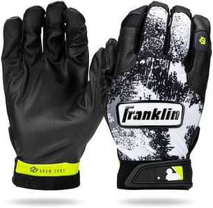 Franklin Sports MLB Youth Teeball Batting Gloves - Grow to Pro Kids Baseball + Softball Batting Gloves - Boys + Girls Batting Gloves for Teeball, Baseball + Softball - Black/White - Youth XX Small