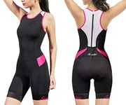 Santic Womens Premium Padded Triathlon Tri Suit Compression Duathlon Running Swimming Cycling Skin Suit