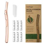 derloyo Dermaplaning Tool for Face, Eyebrow Razor, Eyebrow Shaping, Eyebrow Hair Trimmer and Shaver with Protective Cover, Facial Hair Remover for Women, Hair Removal and Exfoliation (Rose Gold)