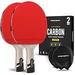PRO SPIN Table Tennis Bat With Pro Carbon Fibre Technology for Increased Control, Spin & Power | Performance-Level Ping Pong Bat | With Premium Rubber Protector (2-Pack)