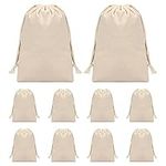 Daelesr 10 Pack Cotton Muslin Drawstring Bags, Linen Canvas Storage Bag 20 * 30cm Cotton Shopping Bags Plain for Clothes Bread Candy Cooking Gift Diy Reusable