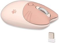 Cute Cat Wireless Mouse, Lightweight Soundless Mouse, 2.4G Wireless Mice, Candy Colors, Kawaii Mouse for Girls and Kids (Milk Tea)