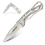 COVACURE UK Legal Non-Locking Pocket Knife with Silver Skeletonized Handle 2.4" Blade with Carabiner Clip