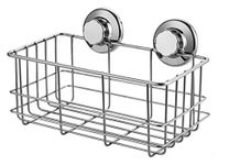 SANNO Suction Shower Caddy Shower Organiser Bathroom Caddy Wall Shelves Kitchen Storage Basket Holder for Gel Holder Bathroom Storage Shampoo, Conditioner - Rustproof Stainless Steel