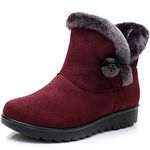 Warm Snow Boots Womens Winter Ankle Bootie Outdoor Slip on Ankle Boots Warm Fur Lined Shoes