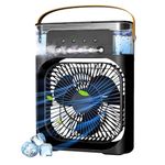 Drumstone ๐๐ ๐๐๐๐ซ๐ฌ ๐๐๐ซ๐ซ๐๐ง๐ญ๐ฒ Portable Personal Air Cooler, Portable Air Conditioner Fan, Mini Evaporative Coolin fan with 7 Colors LED Light for Home & Office Uses (Black)
