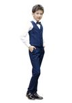 DANUOKU Boy Tuxedo Vest Set with Vest, Pants, Shirt and Bow Tie (Navy Blue,6Years)