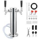 WELLBOM Double-Faucet Draft Beer Tower Dispenser, Stainless Steel Kegerator Tower Kit with Self-Closing Beer Faucet & Pre-Assembled Line, Draft Tower for Home Bars and Commercial Use