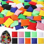 100 Pack Bean Bags for Tossing Small Mini Colorful Cornhole Bean Bags Bulk for Tossing Game Nylon Bean Bags Sack Tossing Bean Bags for Kids Outdoor Hand Toss Games Party Supply, 2.4 x 2.4 Inch