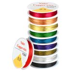 Naler 10 Rolls Copper Jewellery Wire 20 Gauge Bare Copper Wire Tarnish Resistant Craft Wire for DIY Crafts Beading Jewelry Making Supplies, 4m/Roll