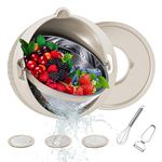 VAYEX Colander Mixing Bowl Set, 4 in 1 Kitchen Colander Set, Fruit Cleaner & Veggie Washing Bowl with Rotating Strainer, Lid Grater Rotating Colander with Peeler and Whisk