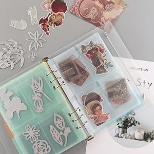 Briartw 20 Sheets Four Grid Page Protectors Pockets For 6 Ring Binder,Clear Page Protectors Pockets For 1 Inch 6 Round Ring Binder,For Paper,Commemorative Ticket,Photo,Stencil,Cutting Dies And Stamp