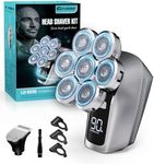 Gisaae Head Shavers for Men, Upgraded 7D Head Shaver for Bald Men, IPX7 Waterproof Wet/Dry Electric Razor, Rotary Shaver Razor Beard Grooming Kit with LED Display,Rechargeable Bald Head Razor