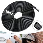 Car Door Edge Guards Black No Glue Universal Fit Rubber Car Door Edge Protector U Shape Automotive Door Entry Guard Auto Door Edge Trim Molding (32-4/5Ft)