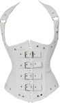 Blidece Women's Fashion PU Leather Halter Shoulder Straps Underbust Corset Top, White, X-Large