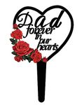 ZPhomeing Grave Decorations for Cemetery Heart and Flower for Loss Dad Metal Cemetery Memorial Plaques Sympathy Grave Markers, Father' Day Gift, Black Decorative Garden Cemetery Stake(Heart Dad)