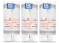 LACURA Pure Cotton Wool Pads 3 X 200 Twin Pack, Non-Fleecing No Shed 600 Pads