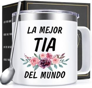 Lifecapido Aunt Gifts, Tia Gifts from Niece Nephew, Best Aunt Ever Gifts, La Mejor tia Del Mundo Insulated Coffee Mug with Lid, Mother's Day Christmas Birthday Gifts for Aunt Auntie, 14OZ