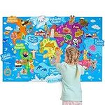 Taika 43x28 inch World Map Felt Board Set, World Map Felt Set, Inertactive World Map Flannel Board, Thicker Felt Board Set, Preschool Learning Flannel Board