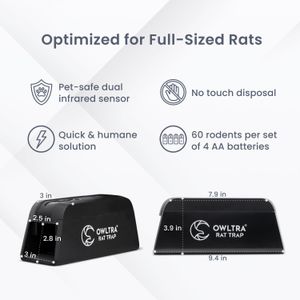 OWLTRA Electric Mouse Trap – Black, Humane Rodent Control