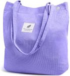 Street27 Korean Canvas Corduroy Tote Bag Casual Work Shoulder Handbags, Multi-Purpose Bag, Sturdy Canvas Bag With Large Capacity, Shopping Bag For Office, College & Daily Use (Purple, Womens)