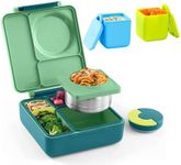 Omie Lunch Box and Dip Containers Bundle Set - OmieBox Insulated Bento with Thermos and 2X OmieDip Leakproof Dip & Sauce Containers (Green Lime)