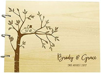 Darling Souvenir Engraved Trees Couple Birds Wedding Guest Book Personalized Name and Date Photo Albums