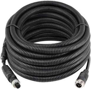 STONVUE 4 Pin Backup Camera Cable with Corrugated Tube Cover, 4 Pin Aviation Extension Cord, Weatherproof, Compatible with Rearview Camera Systems, Radar DVRs, CCTV Security Systems(65FT/20M)