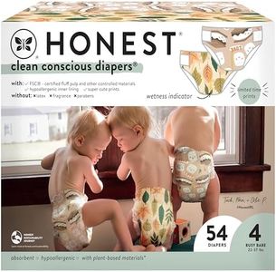 The Honest Company Clean Conscious Diapers | Plant-Based, Sustainable | Fall '24 Limited Edition Prints | Club Box, Size 4 (22-37 lbs), 54 Count