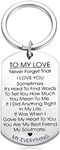 Husband Boyfriend Christmas Valentines Gifts for Girlfriend Wife I Love You Gift Keychain for Couple Boyfirend Fiance Soulmate Gifts for Him and Her To My Love Keychain