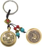 Vintage Brass Spin to Win Lucky Keychain – 12 Chinese Zodiac Signs & Feng Shui Wealth Spinner – Personalized Good Luck Charm for Casino, Slots & Lottery – Fidget Gift(Monkey)