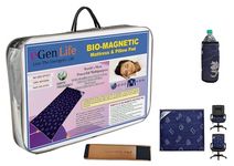 eGen Life® PREMIUM PLUS Bio Magnetic Therapy Mattress Topper/Pad | 6 x 3 feet | 240 GSM Knitted Jacquard Fabric (Blue) + Chair Pad + Water Energy Pad + Hand Belt (COMBO)