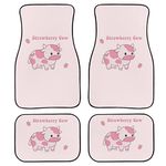 Aoopistc Cute Strawberry Cow Car Floor Mats for Women Girl, Pink, Universal & All Season Cars Carpet for Most Vehicles, Auto Interior Accessories, Animal with Fruit Print Non Slip Rubber Backing Rugs