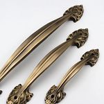 ABVIN Pure Brass Flower Vintage Antique Door Handle for Main Door Handles, Pulls for Front Door - 1 pcs (16 inch)