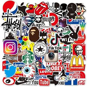 100PCS Cute Stickers Pack, Vinyl Waterproof Stickers for Laptop,Skateboard,Water Bottles,Computer,Phone,Guitar,Stickers (Brand Logo)