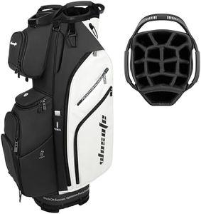 wosofe 14-Way Golf Cart Bag, Waterproof PU Leather, Black/White Sporty