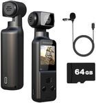 ZOMFOM 4K Body Camera with External Microphone, Mini Video & Audio Pocket Cam 270° Rotation Camera for Outdoor Sport, Bike, Travel, Police Law Enforcement, Personal Civilians, 64GB Included